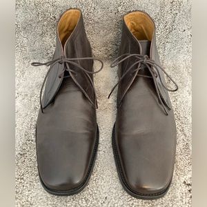 Tasso Elba Brown All Leather Lace Up Chukka Boot